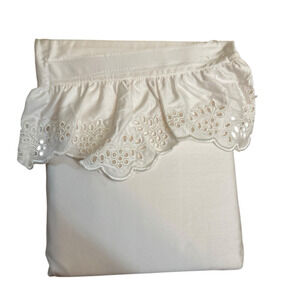 Threshold King 400 Thread Count Performance Sheet Set Ivory Eyelet Ruffle Hem